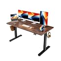 FEZIBO Electric Standing Desk Height Adjustable, 55 x 24 Inches Sit Stand up Desk, Home Office Computer Desk Rising Memory Presets (Dark Walnut)