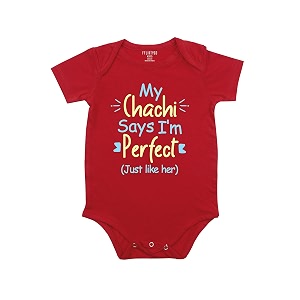 fflirtygo chachi says i39m perfect printed romper baby wear cotton infants half sleeve romperbodysuit red color for boys and girls