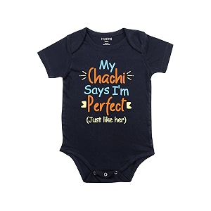 fflirtygo chachi says i39m perfect printed romper baby wear cotton infants half sleeve romperbodysuit navy blue color for boys and girls