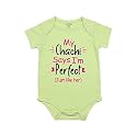 Fflirtygo Chachi Says I'm Perfect Printed Romper Baby Wear Cotton Infants Half sleeve romper/bodysuit Green Color for Boys and Girls