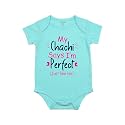 Fflirtygo Chachi Says I'm Perfect Printed Romper Baby Wear Cotton Infants Half sleeve romper/bodysuit Light Blue Color for Boys and Girls