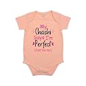 Fflirtygo Chachi Says I'm Perfect Printed Romper Baby Wear Cotton Infants Half sleeve romper/bodysuit Peach Color for Boys and Girls