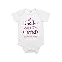 Fflirtygo Chachi Says I'm Perfect Printed Romper Baby Wear Cotton Infants Half sleeve romper/bodysuit White Color for Boys and Girls