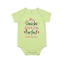 Fflirtygo Chachi Says I'm Perfect Printed Romper Baby Wear Cotton Infants Half sleeve romper/bodysuit Green Color for Boys and Girls