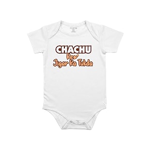 fflirtygo chachu ke jigar ka tukda printed romper baby wear cotton infants half sleeve romperbodysuit white color for boys and girls