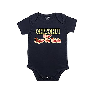 fflirtygo chachu ke jigar ka tukda printed romper baby wear cotton infants half sleeve romperbodysuit navy blue color for boys and girls