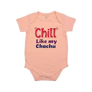 fflirtygo chill like my chachu printed romper baby wear cotton infants half sleeve romperbodysuit peach color for boys and girls
