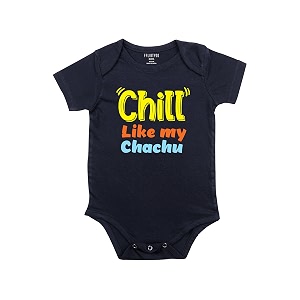 fflirtygo chill like my chachu printed romper baby wear cotton infants half sleeve romperbodysuit navy blue color for boys and girls