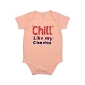 Fflirtygo Chill Like My Chachu Printed Romper Baby Wear Cotton Infants Half sleeve romper/bodysuit Peach Color for Boys and Girls