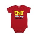 Fflirtygo Chill Like My Chachu Printed Romper Baby Wear Cotton Infants Half sleeve romper/bodysuit Red Color for Boys and Girls
