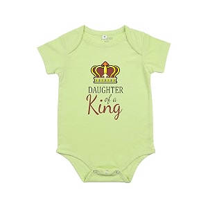 fflirtygo daughter of a king printed romper baby wear cotton infants half sleeve romperbodysuit green color for boys and girls