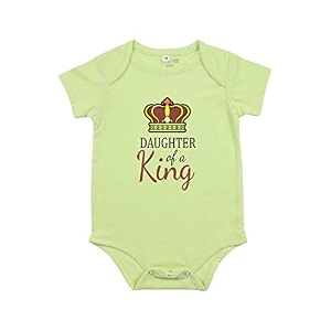fflirtygo daughter of a king printed romper baby wear cotton infants half sleeve romperbodysuit green color for boys and girls