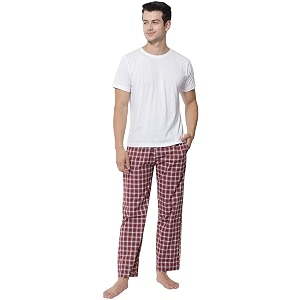 fflirtygo combo of mens super checkered cotton pyjama red and brown check pyjama for men night wear pajama