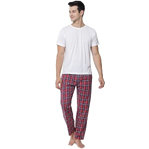 fflirtygo mens super combed cotton checkered checkmate pyjama 100 cotton export quality fabric red and navy check pyjama for men mens leisure wear night wear pajama