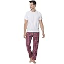 Fflirtygo Mens Super Combed Cotton Checkered Checkmate Pyjama, 100% Cotton Export Quality Fabric, Red and Navy Check Pyjama for Men, Men�s Leisure Wear, Night Wear Pajama