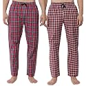 Fflirtygo Mens Super Combed Cotton Checkered Checkmate Pyjama, 100% Cotton Export Quality Fabric, Red and Navy Check Pyjama for Men, Men�s Leisure Wear, Night Wear Pajama