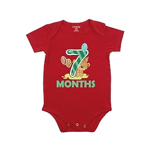 fflirtygo monthly birthday special unisex baby romper half sleeve envelope neck 7 month old6-9 months red