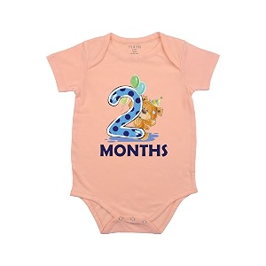 fflirtygo monthly birthday special unisex baby romper half sleeve envelope neck 2 month old0-3 months peach