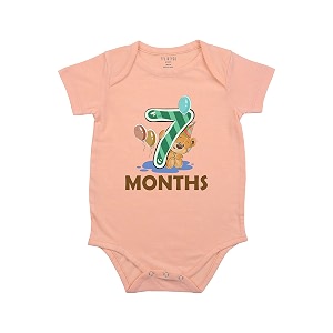 fflirtygo monthly birthday special unisex baby romper half sleeve envelope neck 7 month old6-9 months peach