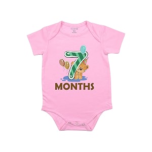 fflirtygo monthly birthday special unisex baby romper half sleeve envelope neck 7 month old6-9 months pink