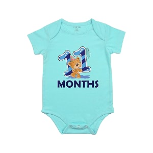 fflirtygo monthly birthday special unisex baby romper half sleeve envelope neck 11 month old9-12 months light blue