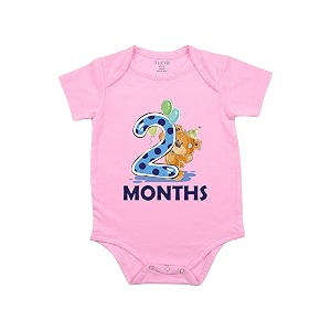 fflirtygo monthly birthday special unisex baby romper half sleeve envelope neck 2 month old0-3 months pink