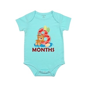 fflirtygo monthly birthday special unisex baby romper half sleeve envelope neck 8 month old6-9 months light blue