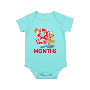 fflirtygo monthly birthday special unisex baby romper half sleeve envelope neck 9 month old9-12 months light blue