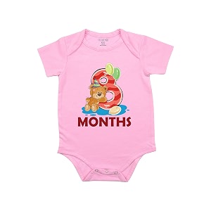 fflirtygo monthly birthday special unisex baby romper half sleeve envelope neck 8 month old6-9 months pink