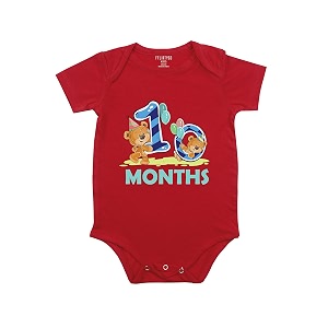 fflirtygo monthly birthday special unisex baby romper half sleeve envelope neck 10 month old9-12 months red