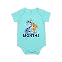 Fflirtygo Monthly Birthday Special Unisex Baby Romper Half Sleeve Envelope Neck 2 Month Old(0-3 Months, Light Blue)