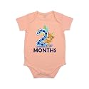 Fflirtygo Monthly Birthday Special Unisex Baby Romper Half Sleeve Envelope Neck 2 Month Old(0-3 Months, Peach)