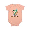 Fflirtygo Monthly Birthday Special Unisex Baby Romper Half Sleeve Envelope Neck 7 Month Old(6-9 Months, Peach)