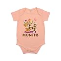 Fflirtygo Monthly Birthday Special Unisex Baby Romper Half Sleeve Envelope Neck 4 Month Old(3-6 Months, Peach)
