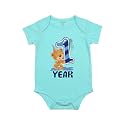 Fflirtygo Monthly Birthday Special Unisex Baby Romper Half Sleeve Envelope Neck 12 Month Old(12-18 Months, Light Blue)