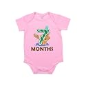 Fflirtygo Monthly Birthday Special Unisex Baby Romper Half Sleeve Envelope Neck 7 Month Old(6-9 Months, Pink)