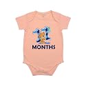 Fflirtygo Monthly Birthday Special Unisex Baby Romper Half Sleeve Envelope Neck 11 Month Old(9-12 Months, Peach)