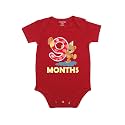 Fflirtygo Monthly Birthday Special Unisex Baby Romper Half Sleeve Envelope Neck 9 Month Old(9-12 Months, Red)