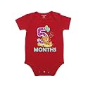 Fflirtygo Monthly Birthday Special Unisex Baby Romper Half Sleeve Envelope Neck 5 Month Old(3-6 Months, Red)
