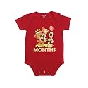 Fflirtygo Monthly Birthday Special Unisex Baby Romper Half Sleeve Envelope Neck 4 Month Old(3-6 Months, Red)
