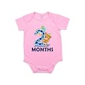 Fflirtygo Monthly Birthday Special Unisex Baby Romper Half Sleeve Envelope Neck 2 Month Old(0-3 Months, Pink)