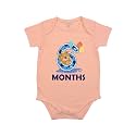 Fflirtygo Monthly Birthday Special Unisex Baby Romper Half Sleeve Envelope Neck 6 Month Old(6-9 Months, Peach)