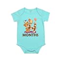 Fflirtygo Monthly Birthday Special Unisex Baby Romper Half Sleeve Envelope Neck 4 Month Old(3-6 Months, Light Blue)