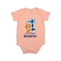 Fflirtygo Monthly Birthday Special Unisex Baby Romper Half Sleeve Envelope Neck 1 Month Old(0-3 Months, Peach)