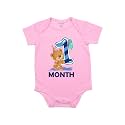 Fflirtygo Monthly Birthday Special Unisex Baby Romper Half Sleeve Envelope Neck 1 Month Old(0-3 Months, Pink)