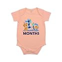 Fflirtygo Monthly Birthday Special Unisex Baby Romper Half Sleeve Envelope Neck 10 Month Old(9-12 Months, Peach)