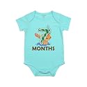 Fflirtygo Monthly Birthday Special Unisex Baby Romper Half Sleeve Envelope Neck 7 Month Old(6-9 Months, Light Blue)