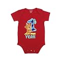 Fflirtygo Monthly Birthday Special Unisex Baby Romper Half Sleeve Envelope Neck 12 Month Old(12-18 Months, Red)