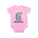 Fflirtygo Monthly Birthday Special Unisex Baby Romper Half Sleeve Envelope Neck 6 Month Old(6-9 Months, Pink)