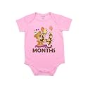 Fflirtygo Monthly Birthday Special Unisex Baby Romper Half Sleeve Envelope Neck 4 Month Old(3-6 Months, Pink)